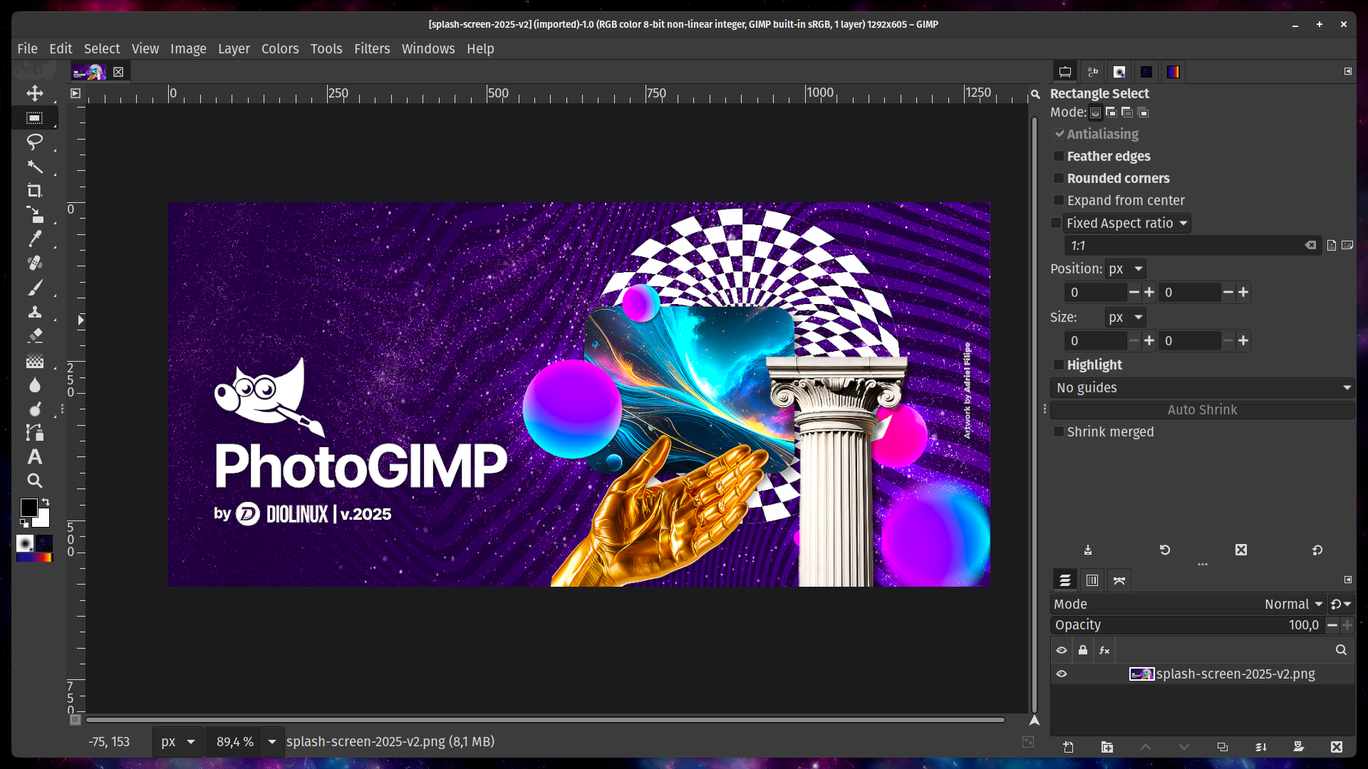 PhotoGIMP layout